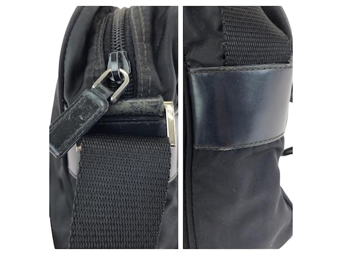 Borsa a Spalla Prada Nylon Tessuto Triangle Logo Nero - vista 6