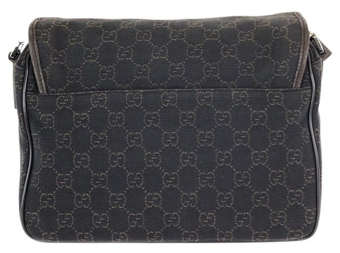 Borsa a tracolla Gucci in tela GG marrone scuro e pelle - vista 2