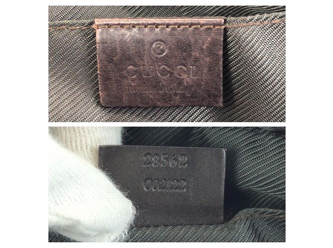 Borsa a tracolla Gucci in tela GG marrone scuro e pelle - vista 4