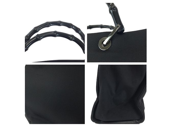Borsa Tote Gucci Bamboo Nylon Nero - vista 5