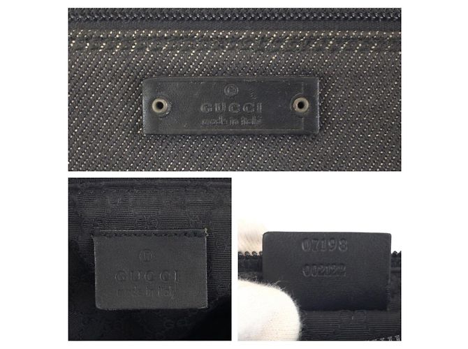 Pochette accessorio in denim e pelle Gucci Nero - vista 4