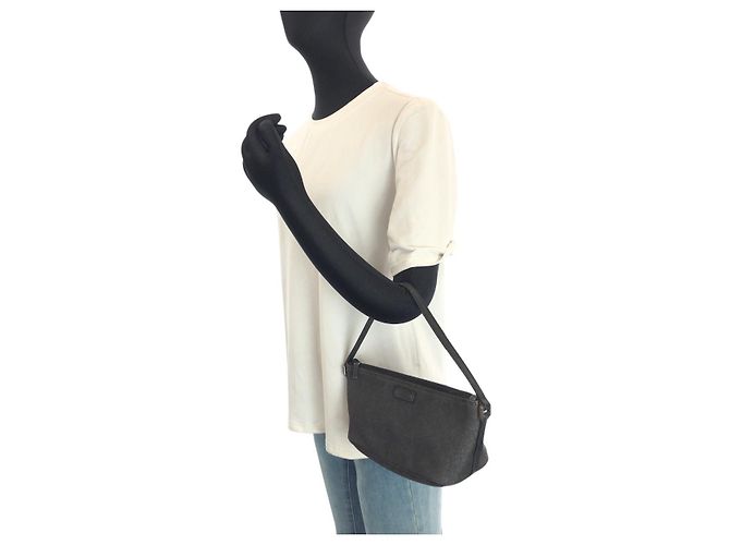 Pochette accessorio in denim e pelle Gucci Nero - vista 7