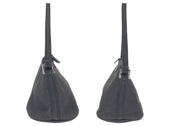 Pochette accessorio in denim e pelle Gucci Nero - vista 8