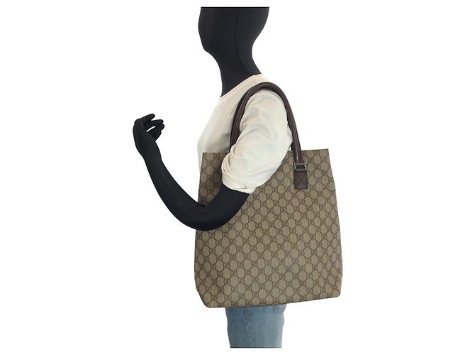 Gucci GG Supreme Canvas Leder Tote Bag Braun - Ansicht 7