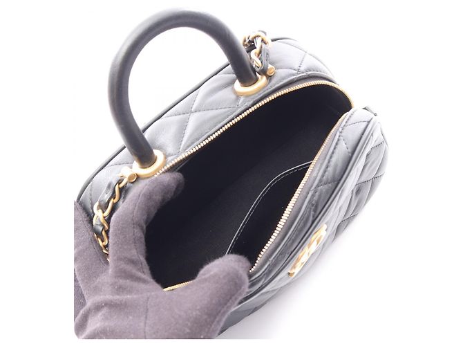 Borsa a tracolla 2WAY Chanel Lambskin Mini Bowling Nero - vista 6