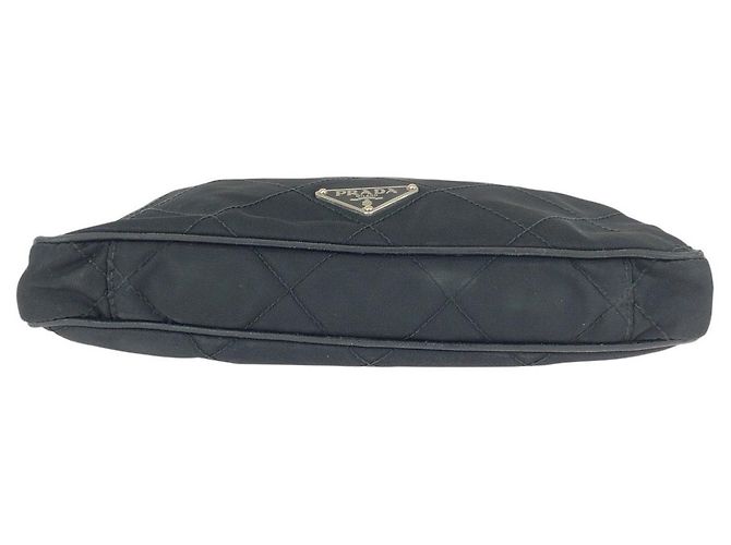 Bolso de hombro Prada de nylon y cuero Tessuto con logotipo triangle Negro - vista 10