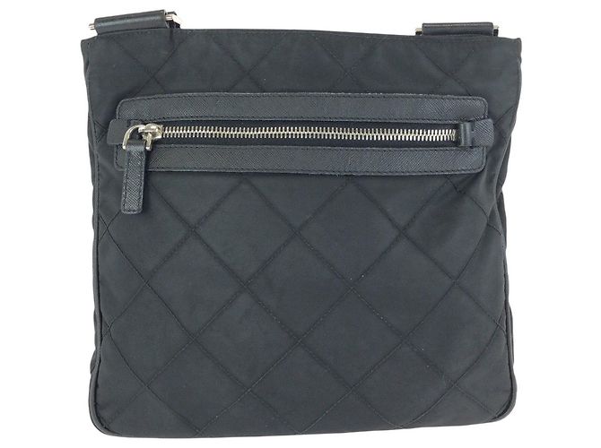 Bolso de hombro Prada de nylon y cuero Tessuto con logotipo triangle Negro - vista 2