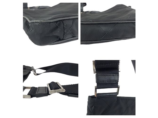 Bolso de hombro Prada de nylon y cuero Tessuto con logotipo triangle Negro - vista 5