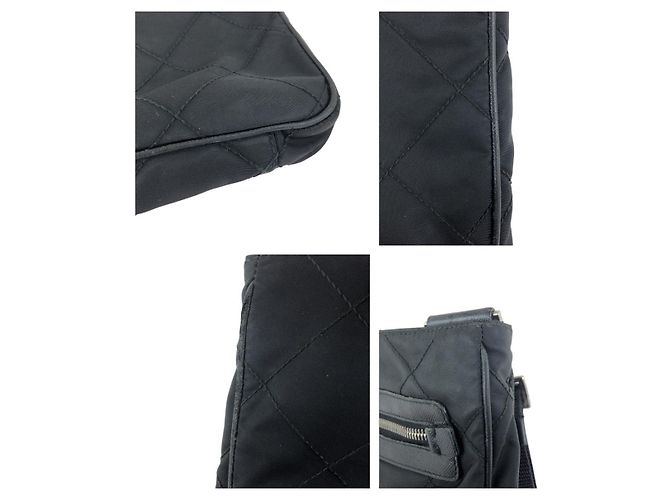 Bolso de hombro Prada de nylon y cuero Tessuto con logotipo triangle Negro - vista 6