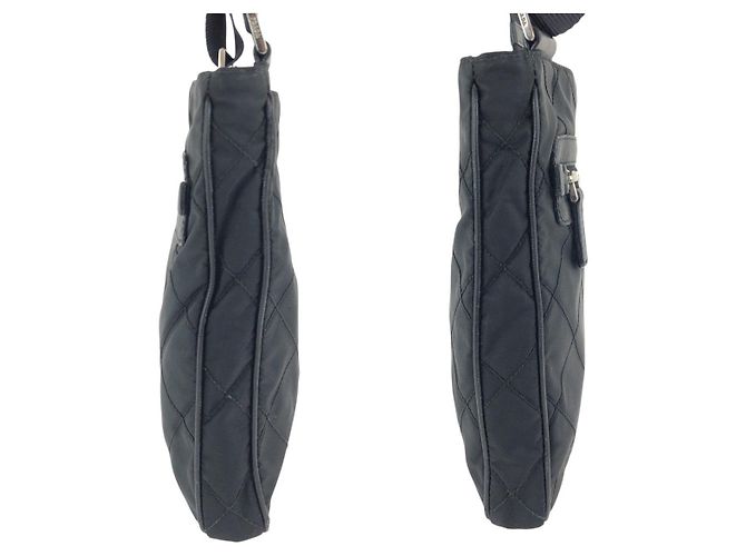 Bolso de hombro Prada de nylon y cuero Tessuto con logotipo triangle Negro - vista 8