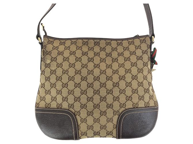 Borsa a tracolla Gucci Princy GG Canvas e pelle Marrone - vista 2