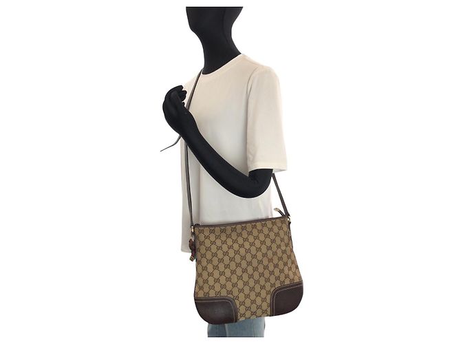 Borsa a tracolla Gucci Princy GG Canvas e pelle Marrone - vista 7