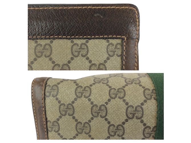 Bolso de mano de lona GG Supreme y cuero Gucci Castaño Beige - vista 6