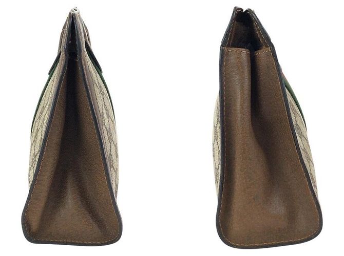 Bolso de mano de lona GG Supreme y cuero Gucci Castaño Beige - vista 7