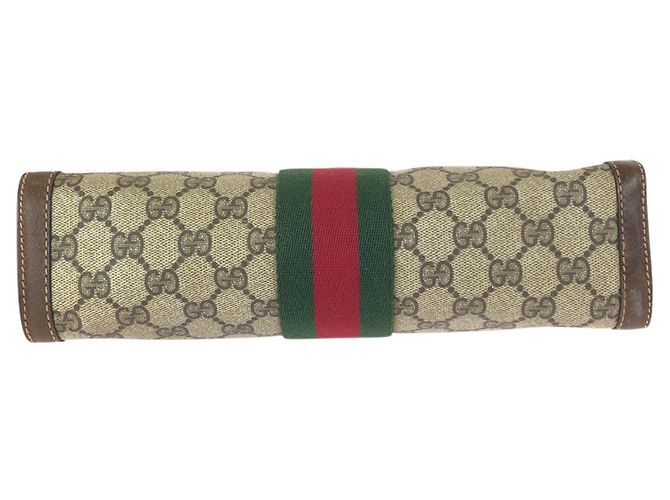 Bolso de mano de lona GG Supreme y cuero Gucci Castaño Beige - vista 9