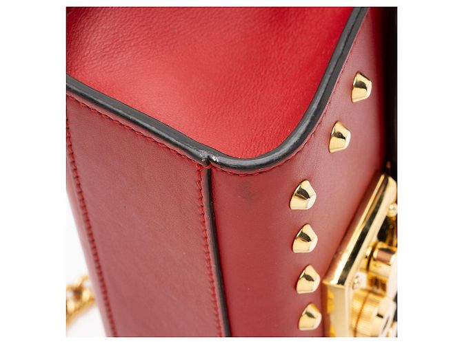 Padlock Piccola borsa a tracolla Gucci in pelle con chiusura a lucchetto e perle Rosso - vista 10