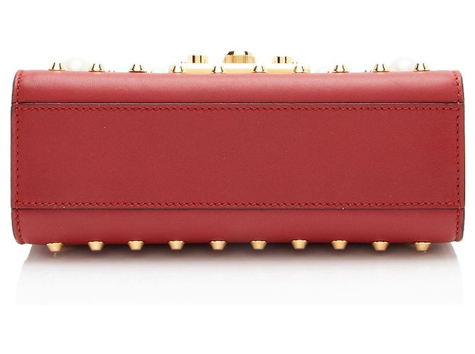 Padlock Piccola borsa a tracolla Gucci in pelle con chiusura a lucchetto e perle Rosso - vista 4