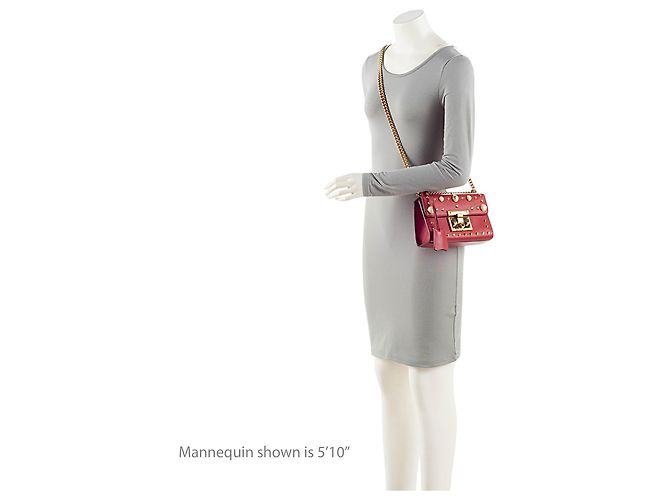 Padlock Piccola borsa a tracolla Gucci in pelle con chiusura a lucchetto e perle Rosso - vista 5