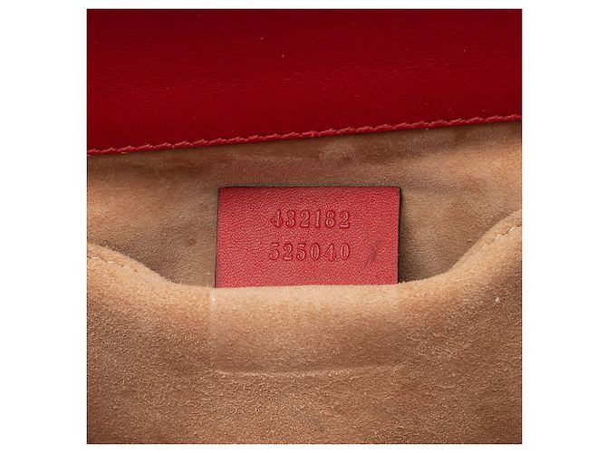 Padlock Piccola borsa a tracolla Gucci in pelle con chiusura a lucchetto e perle Rosso - vista 6
