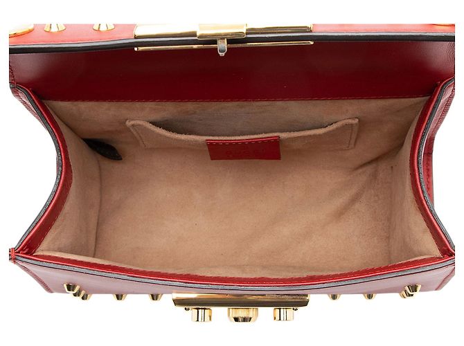 Padlock Piccola borsa a tracolla Gucci in pelle con chiusura a lucchetto e perle Rosso - vista 7