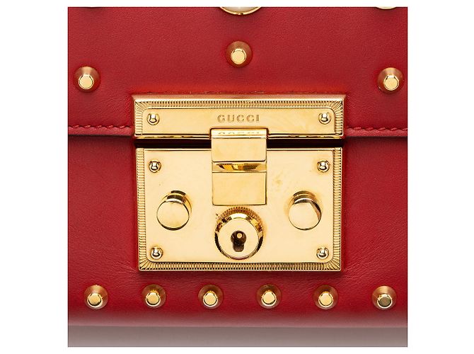 Padlock Piccola borsa a tracolla Gucci in pelle con chiusura a lucchetto e perle Rosso - vista 9