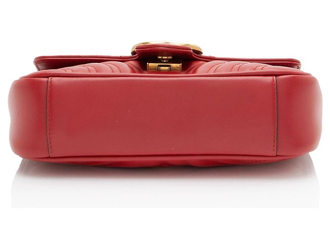 Borsa Gucci Matelasse Leather GG Marmont Small Flap Rosso - vista 4