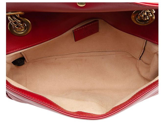 Borsa Gucci Matelasse Leather GG Marmont Small Flap Rosso - vista 7