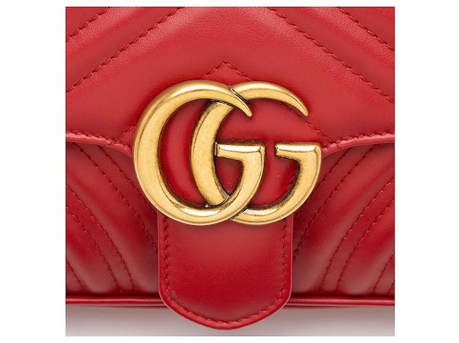 Borsa Gucci Matelasse Leather GG Marmont Small Flap Rosso - vista 9