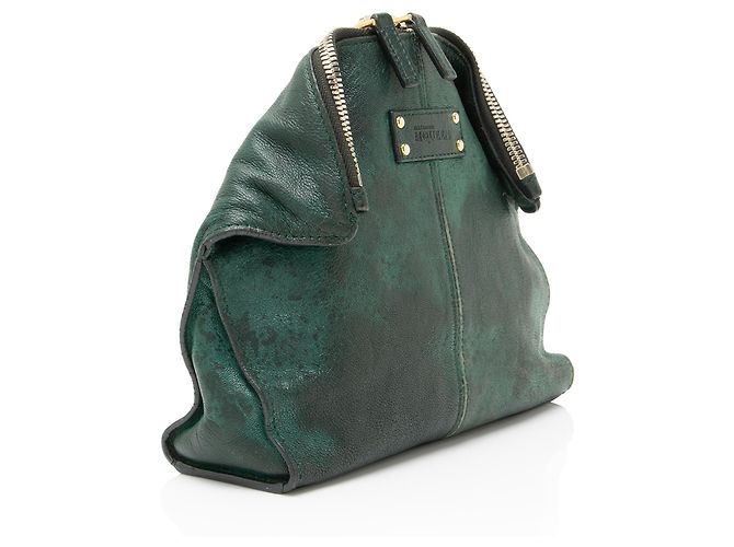 Beauty case in pelle di vitello Alexander McQueen De Manta Verde - vista 2