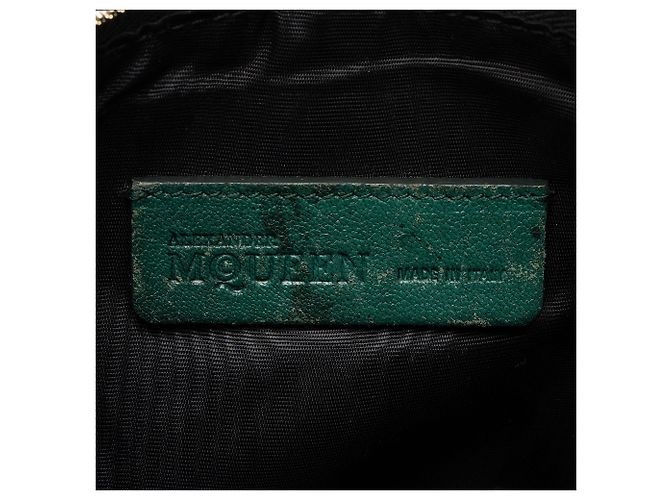 Beauty case in pelle di vitello Alexander McQueen De Manta Verde - vista 7