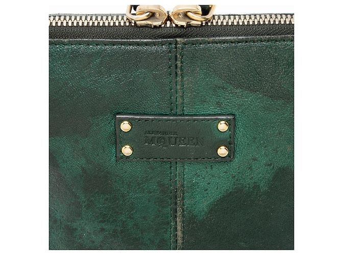 Beauty case in pelle di vitello Alexander McQueen De Manta Verde - vista 8