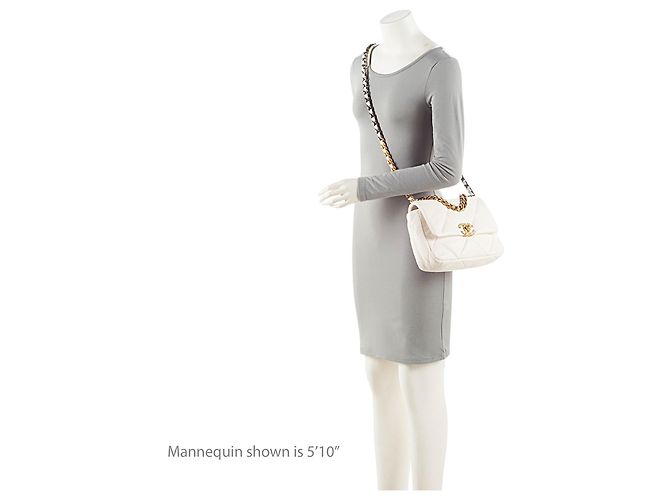 Gabrielle Borsa a tracolla Chanel Lambskin 19 Medium Flap Bianco - vista 5