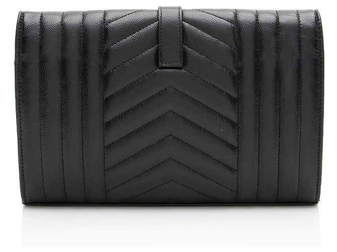 Cartera con cadena Monogram Matelassé Grain de Poudre Mixta Saint Laurent Negro - vista 3