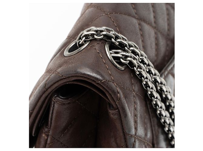 Gabrielle Chanel Reissue 227 Double Flap Tasche aus irisierendem Kalbsleder Braun - Ansicht 10