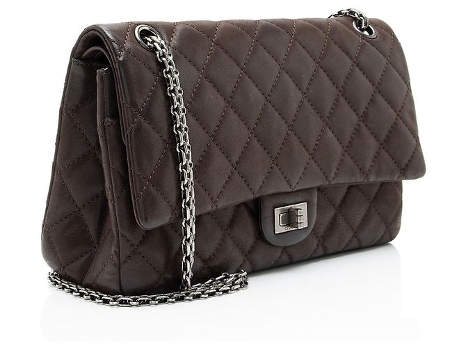 Gabrielle Chanel Reissue 227 Double Flap Tasche aus irisierendem Kalbsleder Braun - Ansicht 2