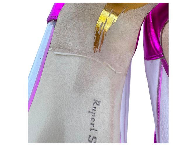 Décolleté a punta Rupert Sanderson 60mm in vernice rosa con dettagli in rete - vista 10