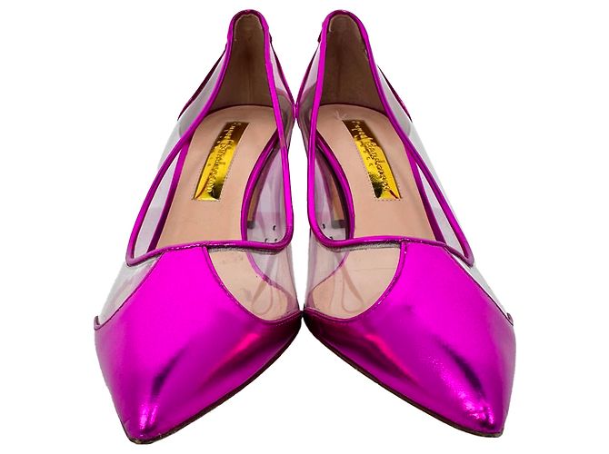 Décolleté a punta Rupert Sanderson 60mm in vernice rosa con dettagli in rete - vista 2