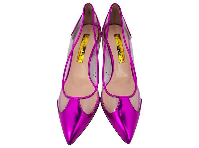 Décolleté a punta Rupert Sanderson 60mm in vernice rosa con dettagli in rete - vista 3
