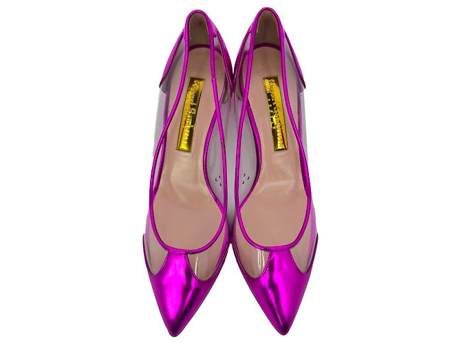Décolleté a punta Rupert Sanderson 60mm in vernice rosa con dettagli in rete - vista 4