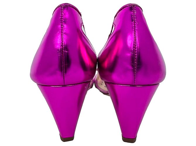 Décolleté a punta Rupert Sanderson 60mm in vernice rosa con dettagli in rete - vista 6