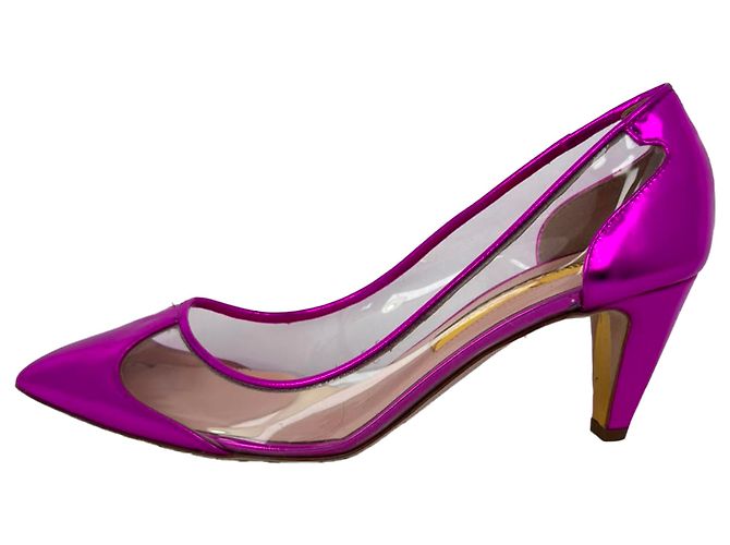 Décolleté a punta Rupert Sanderson 60mm in vernice rosa con dettagli in rete - vista 7