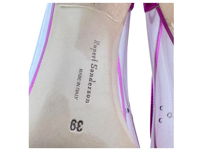 Décolleté a punta Rupert Sanderson 60mm in vernice rosa con dettagli in rete - vista 9