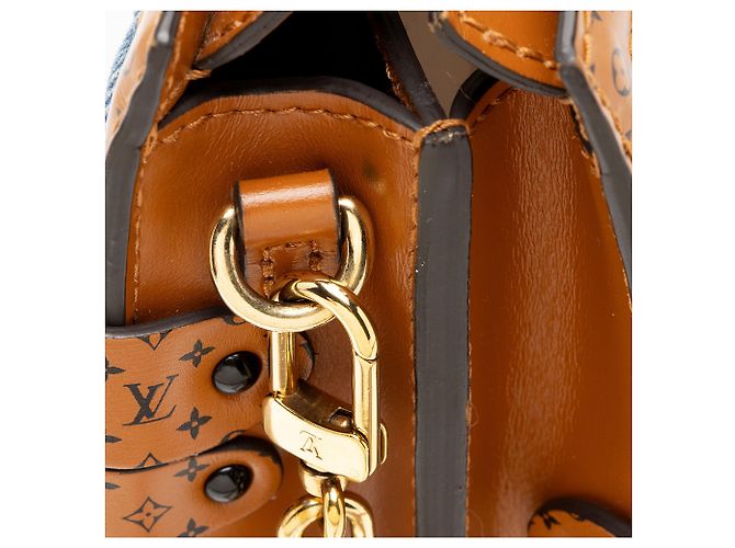 Clutch Malletage em couro de bezerro denim Louis Vuitton Azul - vista 10