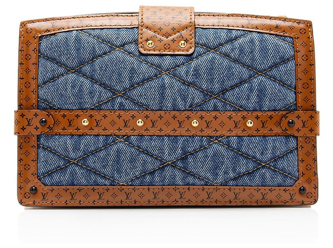 Clutch Malletage em couro de bezerro denim Louis Vuitton Azul - vista 3