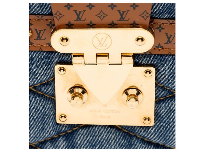 Clutch Malletage em couro de bezerro denim Louis Vuitton Azul - vista 9