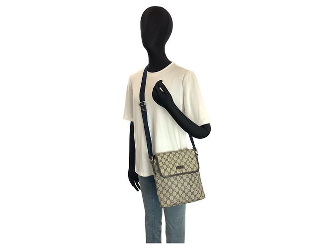 Borsa a Spalla Gucci GG Supreme Canvas Grigio - vista 7