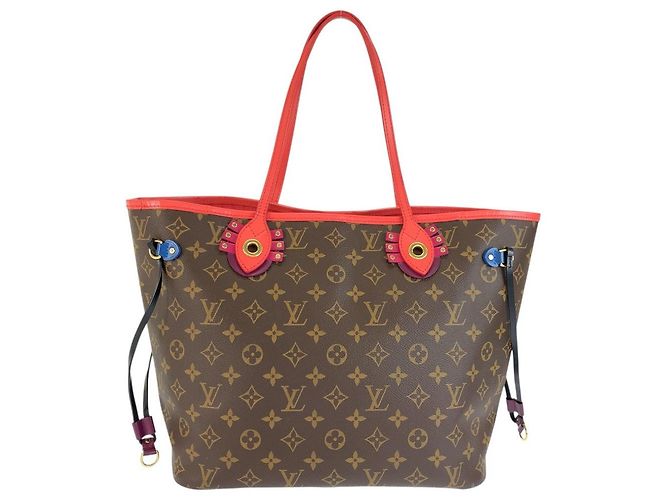 Borsa Tote Louis Vuitton Neverfull MM in PVC/Pelle Marrone - vista 2