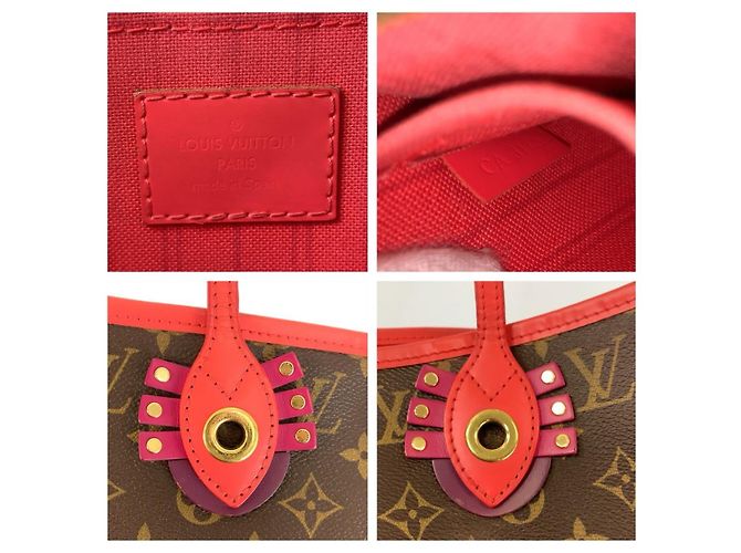 Borsa Tote Louis Vuitton Neverfull MM in PVC/Pelle Marrone - vista 4