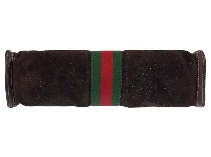 Pochette Gucci en daim vintage Marron - vue 9
