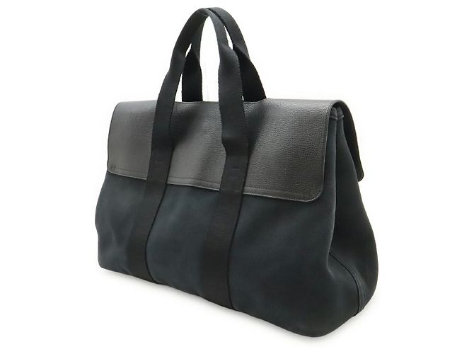Hermès Bolsa Tote de lona e couro Hermes Valparaiso MM Preto - vista 2